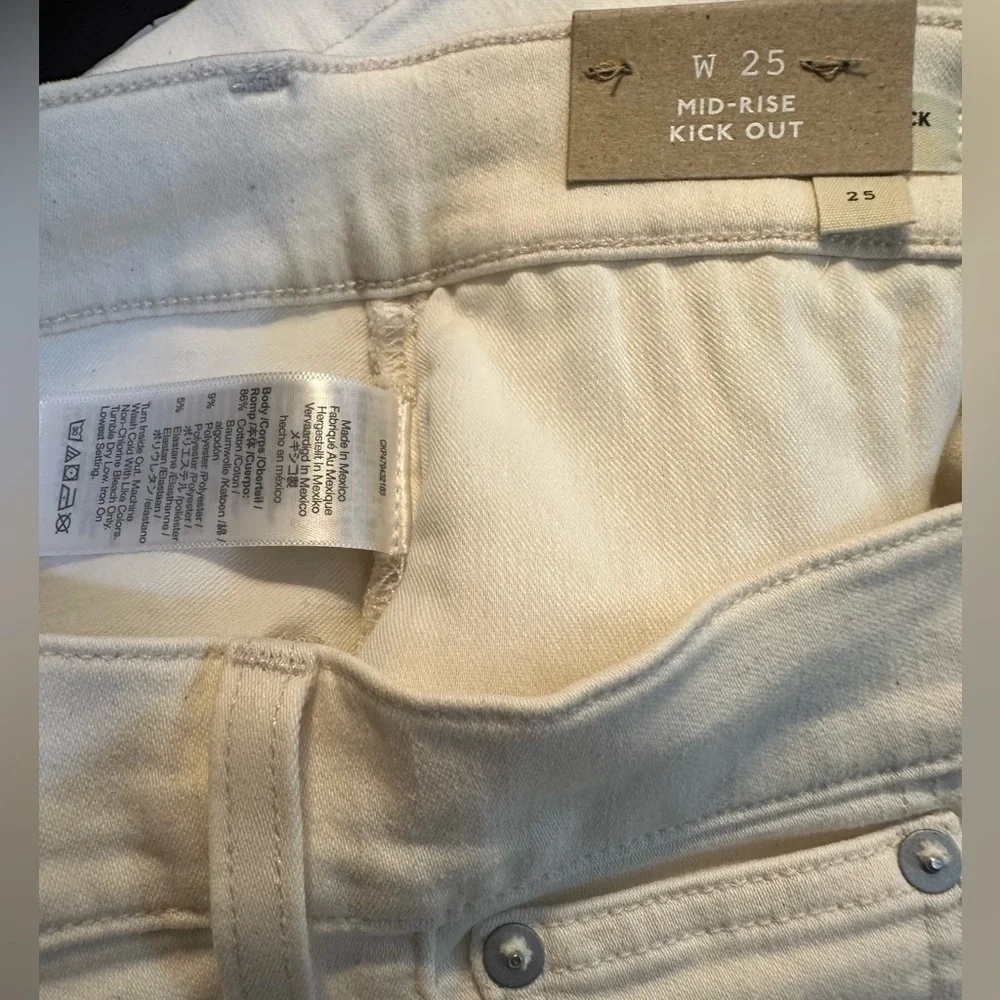 Madewell Kick Out Crop Jeans Cream Vintage Canvas Size 25